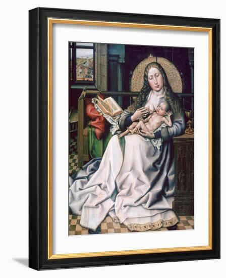 The Virgin and Child before a Firescreen, 1440-Robert Campin-Framed Giclee Print