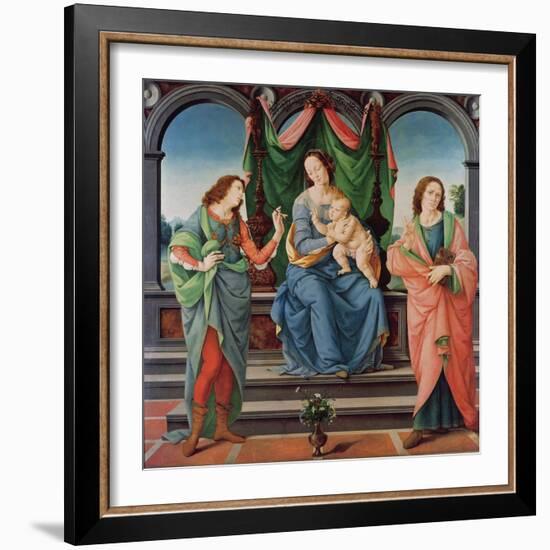 The Virgin and Child between Saint John and Saint Sebastian (Oil on Panel)-Lorenzo di Credi-Framed Giclee Print