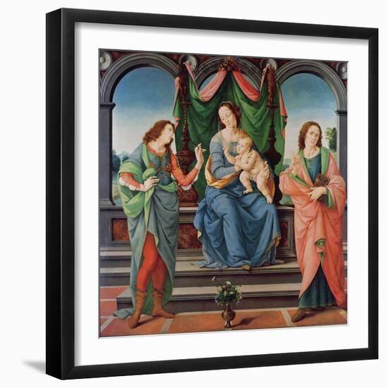 The Virgin and Child between Saint John and Saint Sebastian (Oil on Panel)-Lorenzo di Credi-Framed Giclee Print