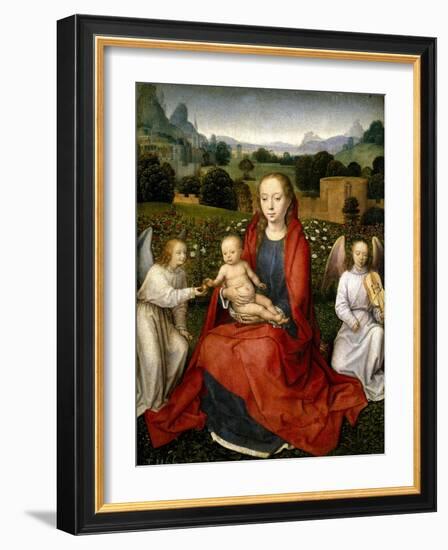 The Virgin and Child between two Angels, 1480-1490-Hans Memling-Framed Giclee Print