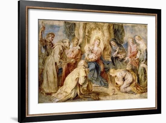 The Virgin and Child Enthroned Adored by Eight Saints-Peter Paul Rubens-Framed Giclee Print