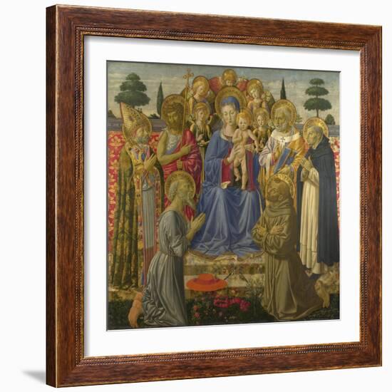 The Virgin and Child Enthroned Among Angels and Saints, 1460S-Benozzo Gozzoli-Framed Giclee Print