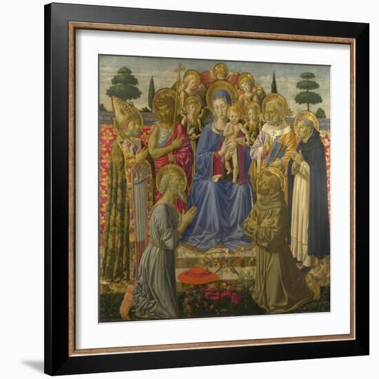 The Virgin and Child Enthroned Among Angels and Saints, 1460S-Benozzo Gozzoli-Framed Giclee Print