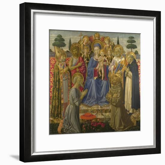 The Virgin and Child Enthroned Among Angels and Saints, 1460S-Benozzo Gozzoli-Framed Giclee Print