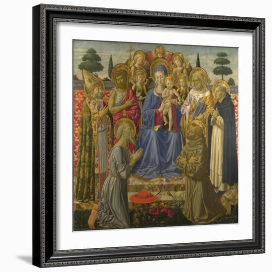 The Virgin and Child Enthroned Among Angels and Saints, 1460S-Benozzo Gozzoli-Framed Giclee Print