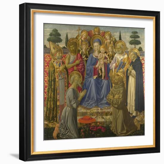 The Virgin and Child Enthroned Among Angels and Saints, 1460S-Benozzo Gozzoli-Framed Giclee Print