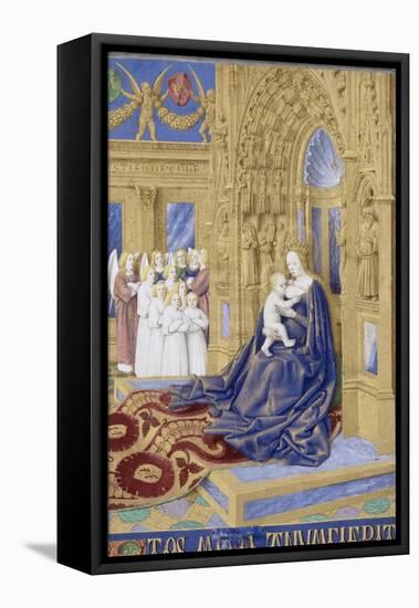 The Virgin and Child Enthroned (Hours of Étienne Chevalie)-Jean Fouquet-Framed Premier Image Canvas