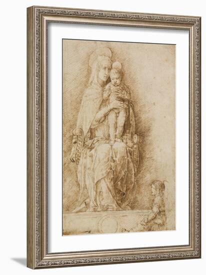 The Virgin and Child Enthroned with an Angel-Andrea Mantegna-Framed Art Print