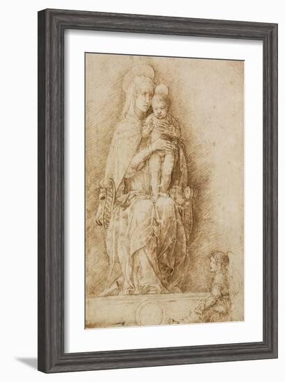 The Virgin and Child Enthroned with an Angel-Andrea Mantegna-Framed Art Print