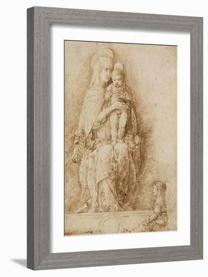 The Virgin and Child Enthroned with an Angel-Andrea Mantegna-Framed Art Print