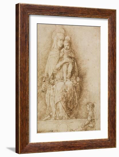 The Virgin and Child Enthroned with an Angel-Andrea Mantegna-Framed Art Print