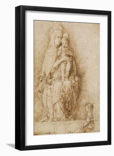 The Virgin and Child Enthroned with an Angel-Andrea Mantegna-Framed Art Print