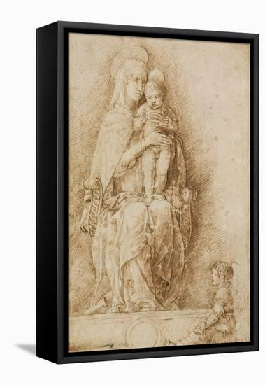 The Virgin and Child Enthroned with an Angel-Andrea Mantegna-Framed Stretched Canvas