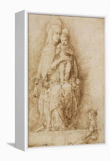 The Virgin and Child Enthroned with an Angel-Andrea Mantegna-Framed Stretched Canvas