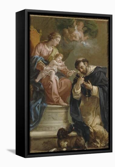 The Virgin and Child Giving the Rosary to St. Dominic-Etienne Parrocel-Framed Premier Image Canvas