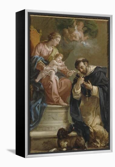 The Virgin and Child Giving the Rosary to St. Dominic-Etienne Parrocel-Framed Premier Image Canvas