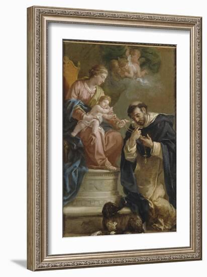 The Virgin and Child Giving the Rosary to St. Dominic-Etienne Parrocel-Framed Giclee Print