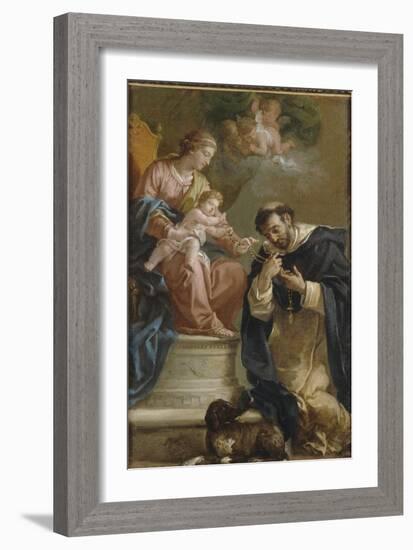 The Virgin and Child Giving the Rosary to St. Dominic-Etienne Parrocel-Framed Giclee Print