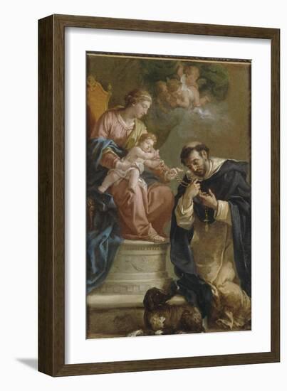 The Virgin and Child Giving the Rosary to St. Dominic-Etienne Parrocel-Framed Giclee Print