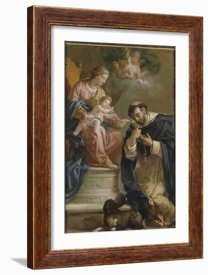 The Virgin and Child Giving the Rosary to St. Dominic-Etienne Parrocel-Framed Giclee Print