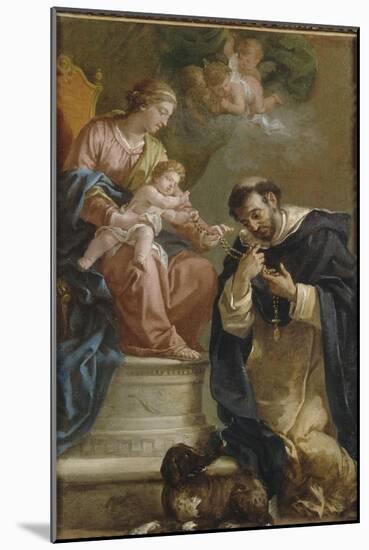 The Virgin and Child Giving the Rosary to St. Dominic-Etienne Parrocel-Mounted Giclee Print
