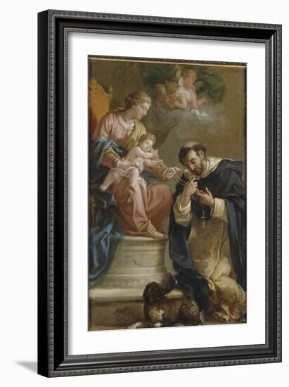 The Virgin and Child Giving the Rosary to St. Dominic-Etienne Parrocel-Framed Giclee Print