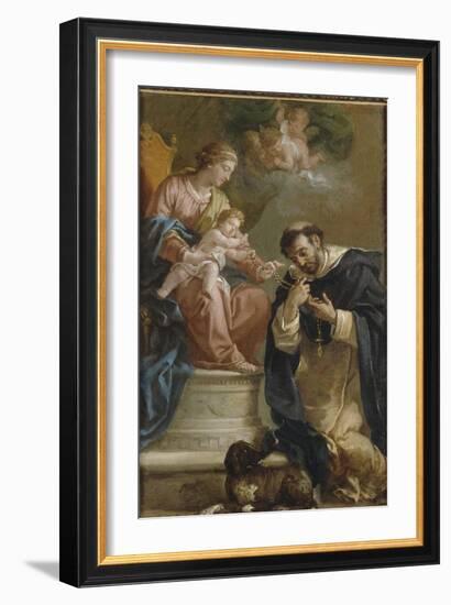 The Virgin and Child Giving the Rosary to St. Dominic-Etienne Parrocel-Framed Giclee Print