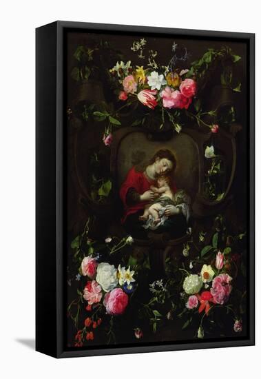 The Virgin and Child in a Garland of Flowers-Daniel Seghers-Framed Premier Image Canvas