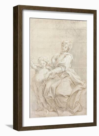 The Virgin and Child Near a Basin; Le Vierge Et L'Enfant Pres D'Une Vasque-Giovanni Battista Gaulli-Framed Giclee Print