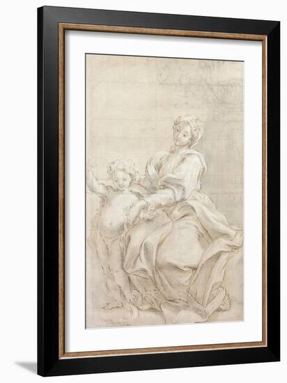 The Virgin and Child Near a Basin; Le Vierge Et L'Enfant Pres D'Une Vasque-Giovanni Battista Gaulli-Framed Giclee Print