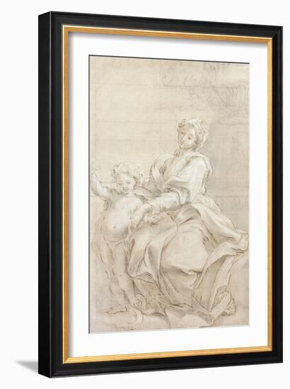 The Virgin and Child Near a Basin; Le Vierge Et L'Enfant Pres D'Une Vasque-Giovanni Battista Gaulli-Framed Giclee Print