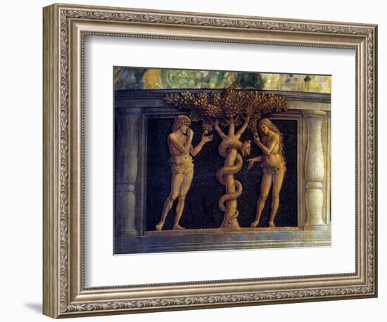 The Virgin and Child Surrounded by Six Saints and Worshiped by the Marquis of Mantua, Francois II D-Andrea Mantegna-Framed Giclee Print