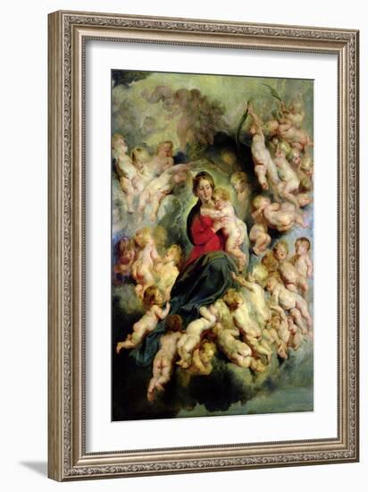 The Virgin and Child Surrounded by the Holy Innocents Or, the Virgin with Angels, 1618-Peter Paul Rubens-Framed Giclee Print