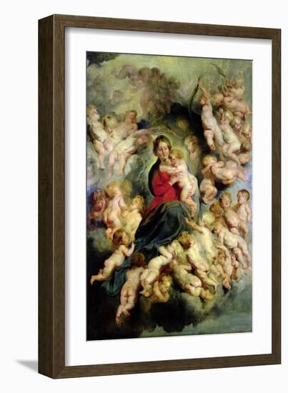 The Virgin and Child Surrounded by the Holy Innocents Or, the Virgin with Angels, 1618-Peter Paul Rubens-Framed Giclee Print