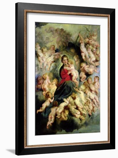 The Virgin and Child Surrounded by the Holy Innocents Or, the Virgin with Angels, 1618-Peter Paul Rubens-Framed Giclee Print