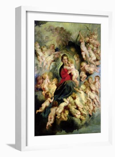 The Virgin and Child Surrounded by the Holy Innocents Or, the Virgin with Angels, 1618-Peter Paul Rubens-Framed Giclee Print