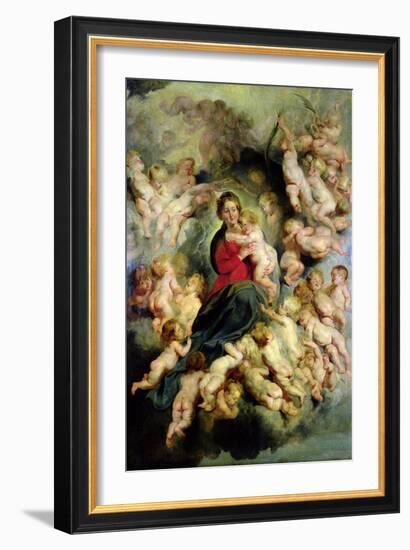 The Virgin and Child Surrounded by the Holy Innocents Or, the Virgin with Angels, 1618-Peter Paul Rubens-Framed Giclee Print