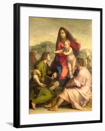 The Virgin and Child with a Saint and an Angel, c.1522-23-Andrea del Sarto-Framed Giclee Print