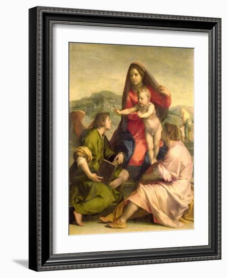 The Virgin and Child with a Saint and an Angel, c.1522-23-Andrea del Sarto-Framed Giclee Print