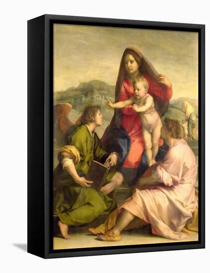 The Virgin and Child with a Saint and an Angel, c.1522-23-Andrea del Sarto-Framed Premier Image Canvas