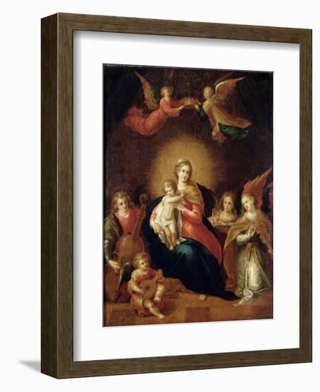 The Virgin and Child with Musicmaking Angels-Frans Francken the Younger-Framed Giclee Print