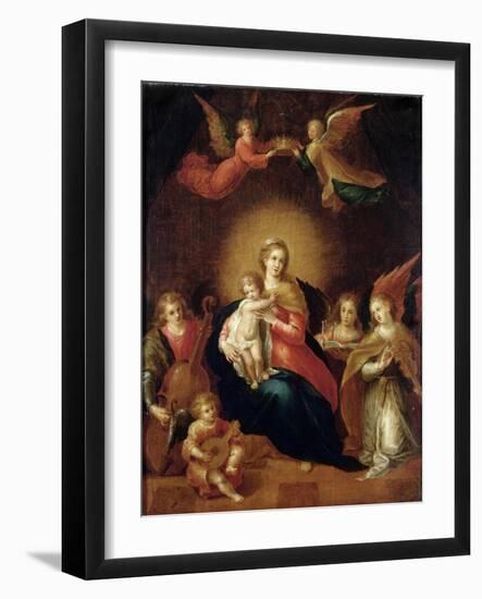 The Virgin and Child with Musicmaking Angels-Frans Francken the Younger-Framed Giclee Print