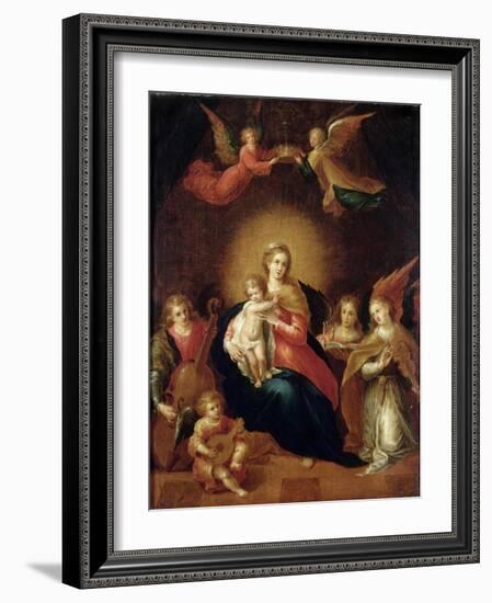 The Virgin and Child with Musicmaking Angels-Frans Francken the Younger-Framed Giclee Print