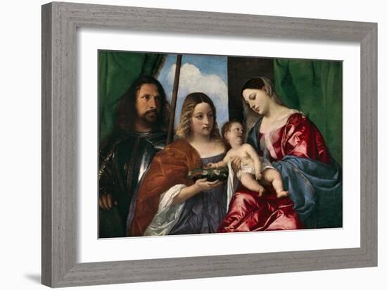 The Virgin and Child with Saint Dorothy and Saint George, 1515-18-Titian-Framed Giclee Print