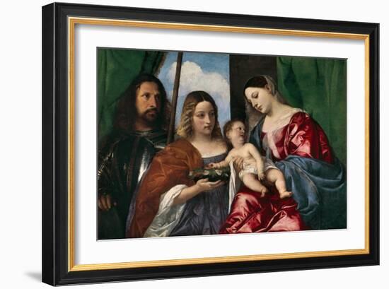 The Virgin and Child with Saint Dorothy and Saint George, 1515-18-Titian-Framed Giclee Print