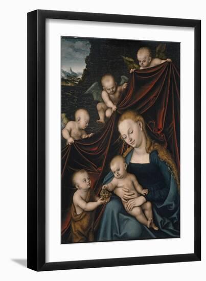The Virgin and Child with Saint John and Angels-Lucas Cranach the Elder-Framed Giclee Print