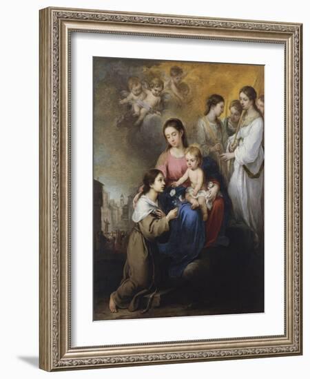 The Virgin and Child with Saint Rose of Viterbo-Bartolomé Estebàn Murillo-Framed Giclee Print