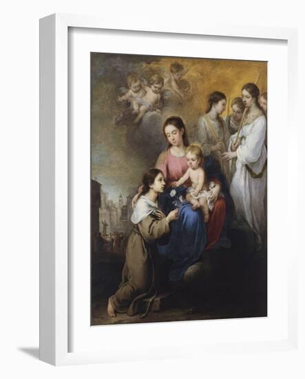 The Virgin and Child with Saint Rose of Viterbo-Bartolomé Estebàn Murillo-Framed Giclee Print