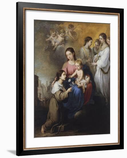 The Virgin and Child with Saint Rose of Viterbo-Bartolomé Estebàn Murillo-Framed Giclee Print