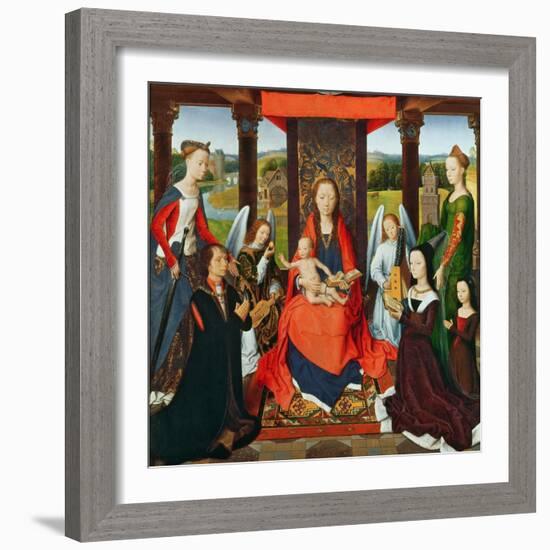 The Virgin and Child with Saints and Donors, a Panel from 'The Donne Triptych' C.1478 (Oil on Oak)-Hans Memling-Framed Giclee Print